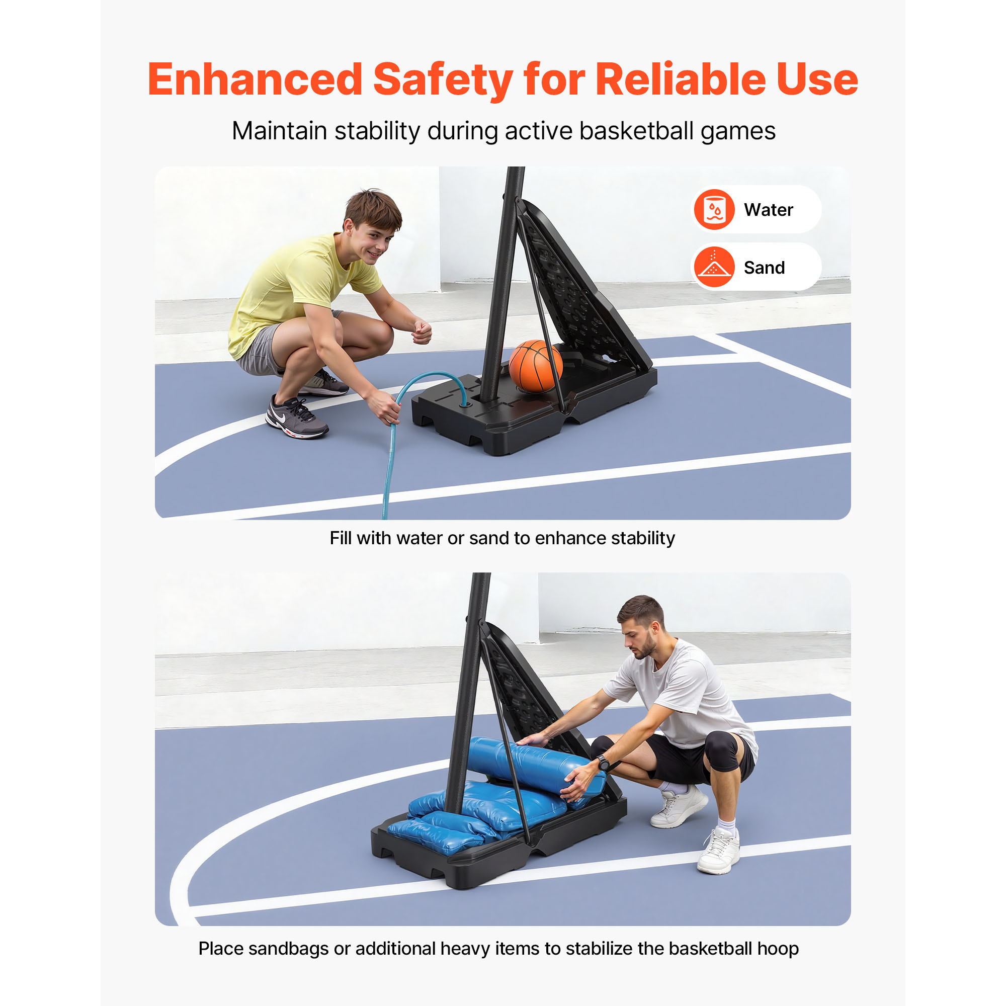 Portable Basketball Stand With Adjustable Height For Adults Kids_voghion.com